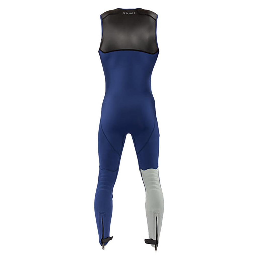 This is the full back view of the navy JetPilot L.R.E John Neoprene Insulator Wetsuit.