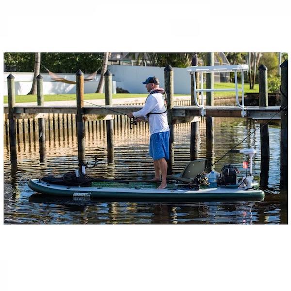 Sea Eagle FishSUP 126 Inflatable SUP fishing out on the lake. 