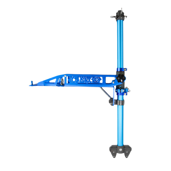 Bixpy Universal Power Pole Kayak Adapter in shown with the blue power plate with blue extension shaft. This is a display image on a white background. Bixpy Universal Power Pole Kayak Adapter model # AT-PPA-1002